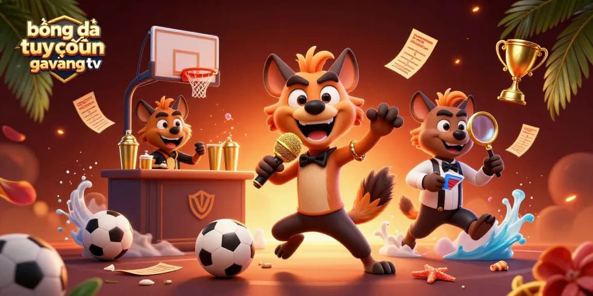 bóng đá trực tuyến gavangtv showcases lively betting hyenas in a dynamic casino scene full of sports elements.