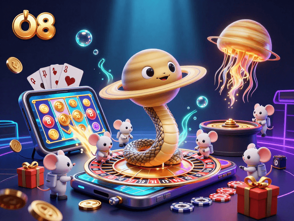 O8 engages players with a thrilling cosmic roulette experience featuring vibrant gambling elements.