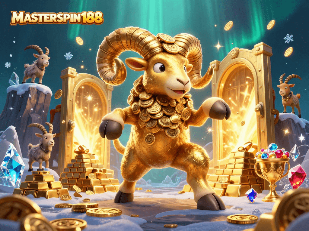 Engage with high-stakes excitement at MASTERSPIN188 with a dynamic casino scene filled with treasures.