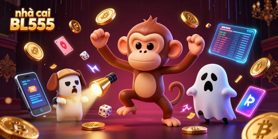 Experience the magic of nhà cái BL555 with playful characters in a dynamic haunted casino scene.