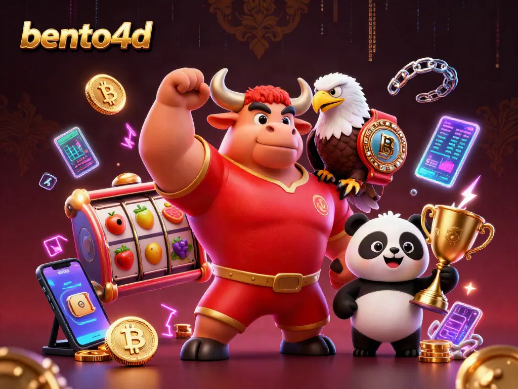 Spin the reels with bento4d, showcasing exciting slot elements and a vibrant casino illustration.