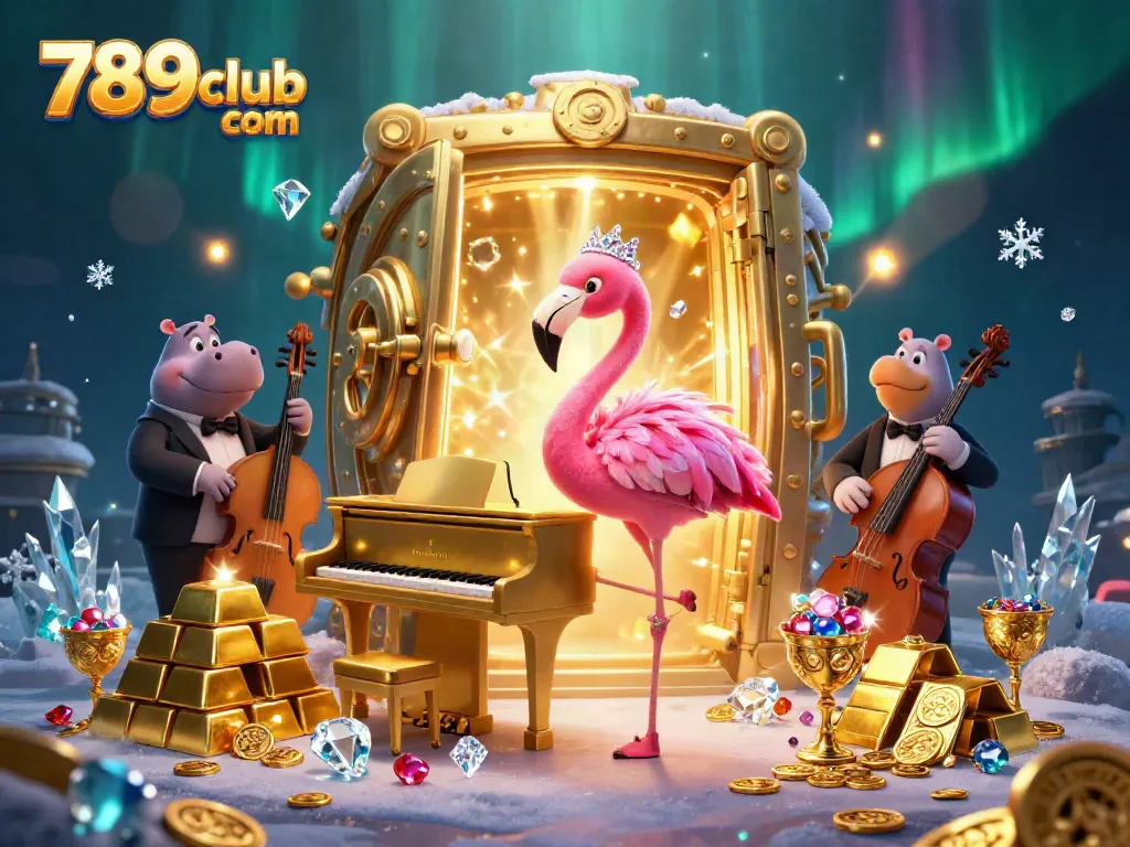 Experience the thrill of 789club com with vibrant 3D casino characters amidst glittering treasures.
