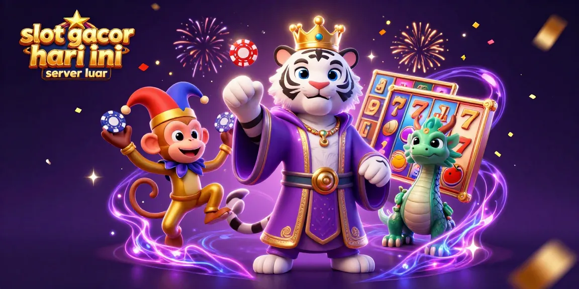 Engage with slot gacor hari ini server luar featuring a vibrant 3D scene of playful characters and dynamic gambling elements.