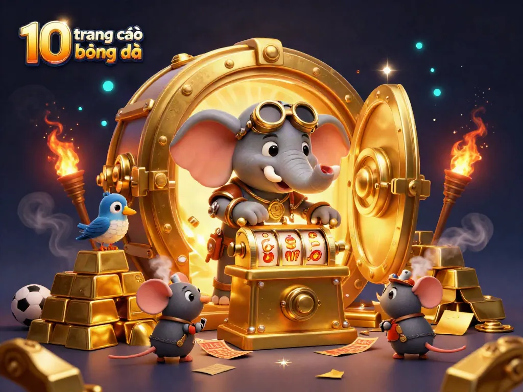 Khám phá 10 trang cá độ bóng đá với tài xế steampunk điều khiển máy đánh bạc hoàng kim hiệu ứng ánh sáng lung linh.