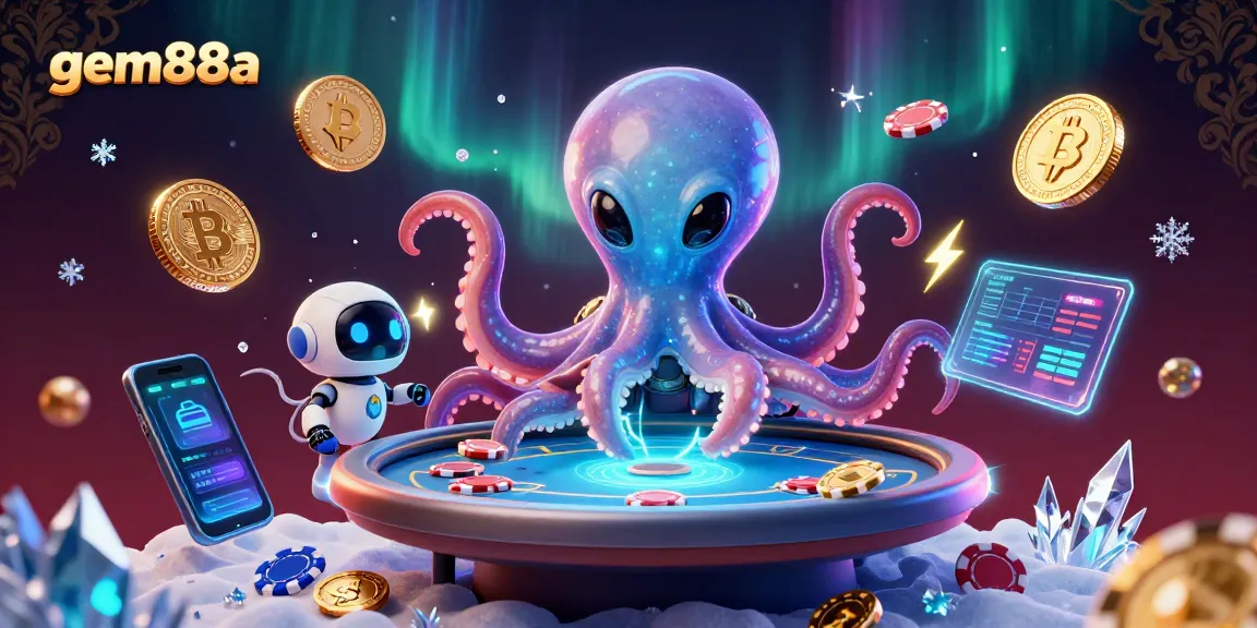 Experience gem88a by winning at poker with a playful alien octopus at a holographic table.