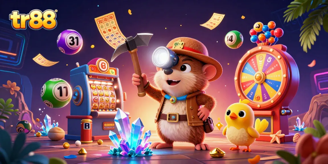 tr88 offers vibrant casino experiences with a treasure hunter mole, glowing gems, and dynamic lottery interactions