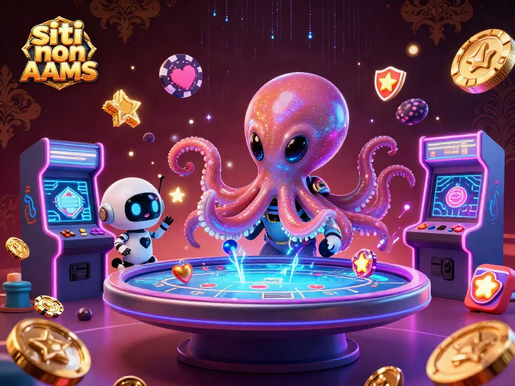 Gioca sui siti non AAMS con un esplosivo tavolo da poker olografico e chip asteroidi in un'illustrazione vivace