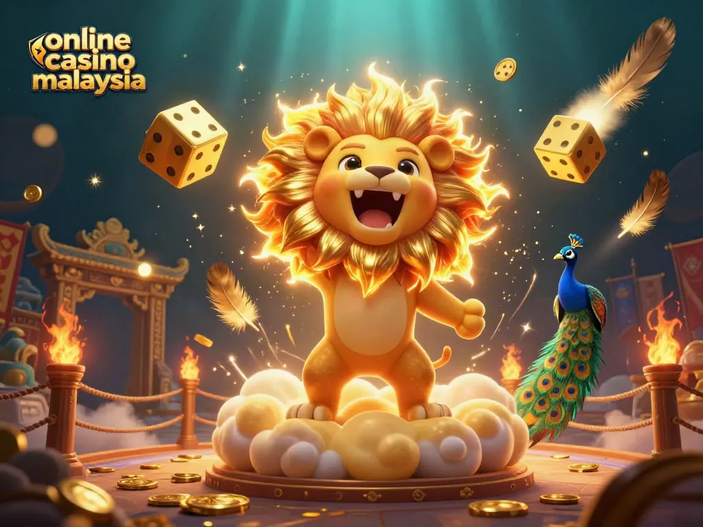 Experience the thrill of online casino malaysia with golden gaming elements and vibrant 3D characters.