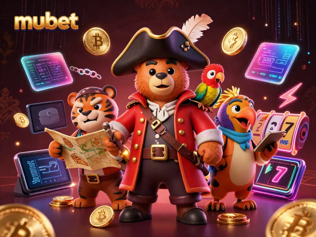 Join the fun at mubet with a vibrant illustration of arcade gaming, featuring characters and slot elements.