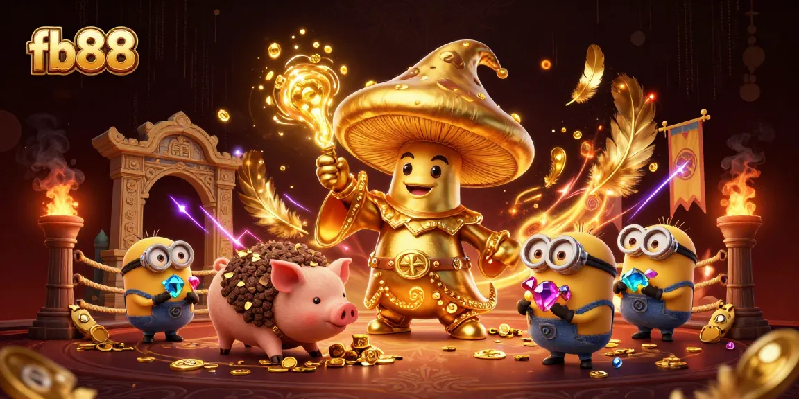 Experience thrilling gameplay at fb88 with an enchanting golden wizard and treasure-hunting pig.