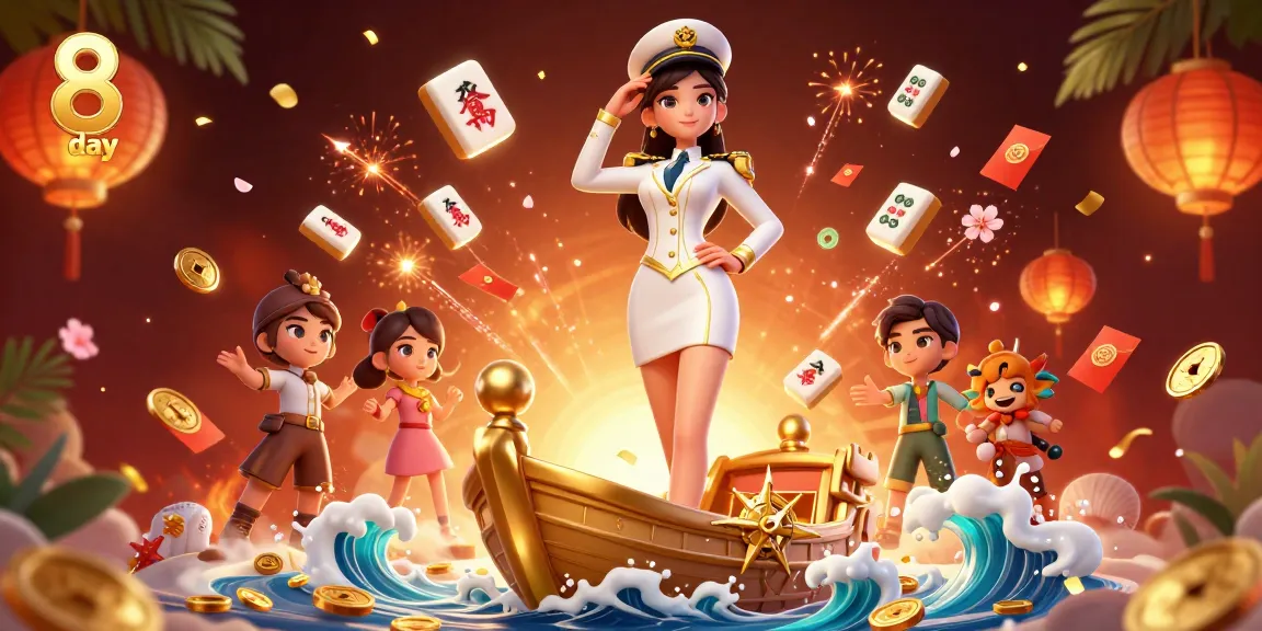 Experience gaming excitement with 8 day as the elegant Asian woman navigates a vibrant casino world.