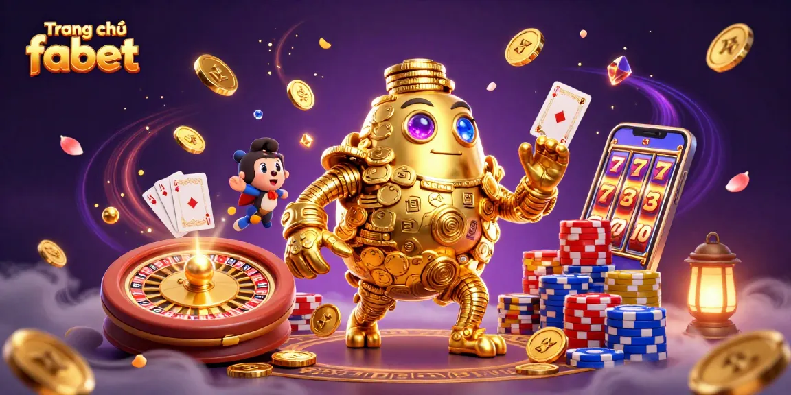 Immerse in gaming with Trang chủ fabet featuring a stunning golden golem and casino elements.