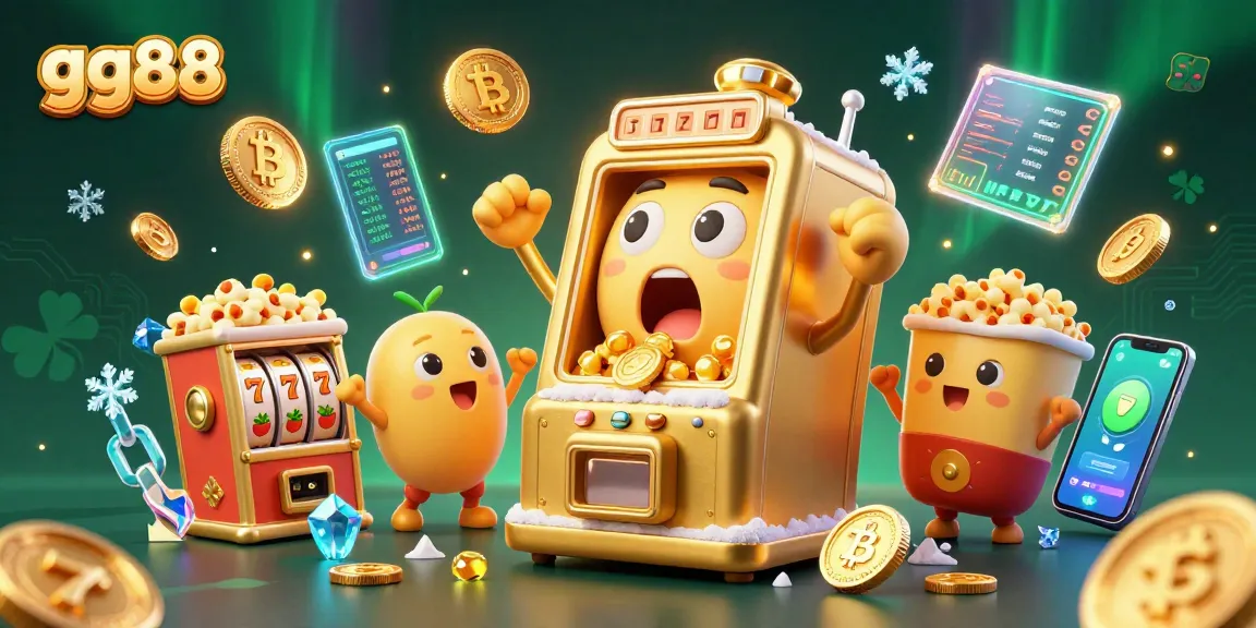 Experience the excitement of gg88 with an animated slot machine hitting a jackpot amidst a colorful casino scene.