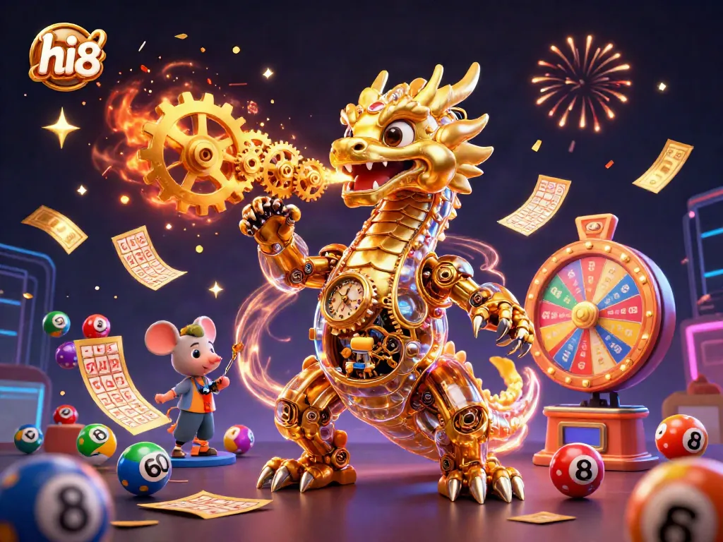 Engage with high-energy gaming at hi 88, featuring dynamic golden dragon and lottery elements.