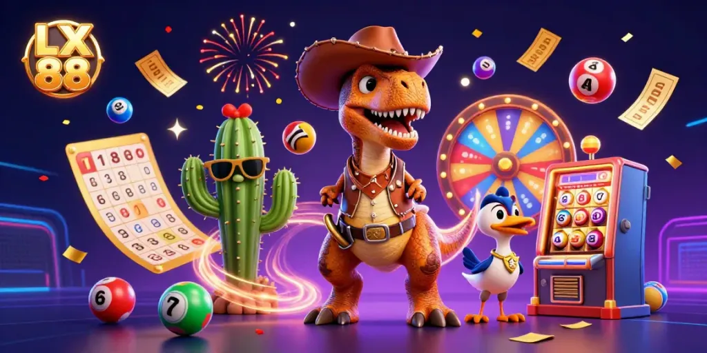 Engage in thrilling gameplay with LX 88, featuring exciting lottery elements and vibrant characters.
