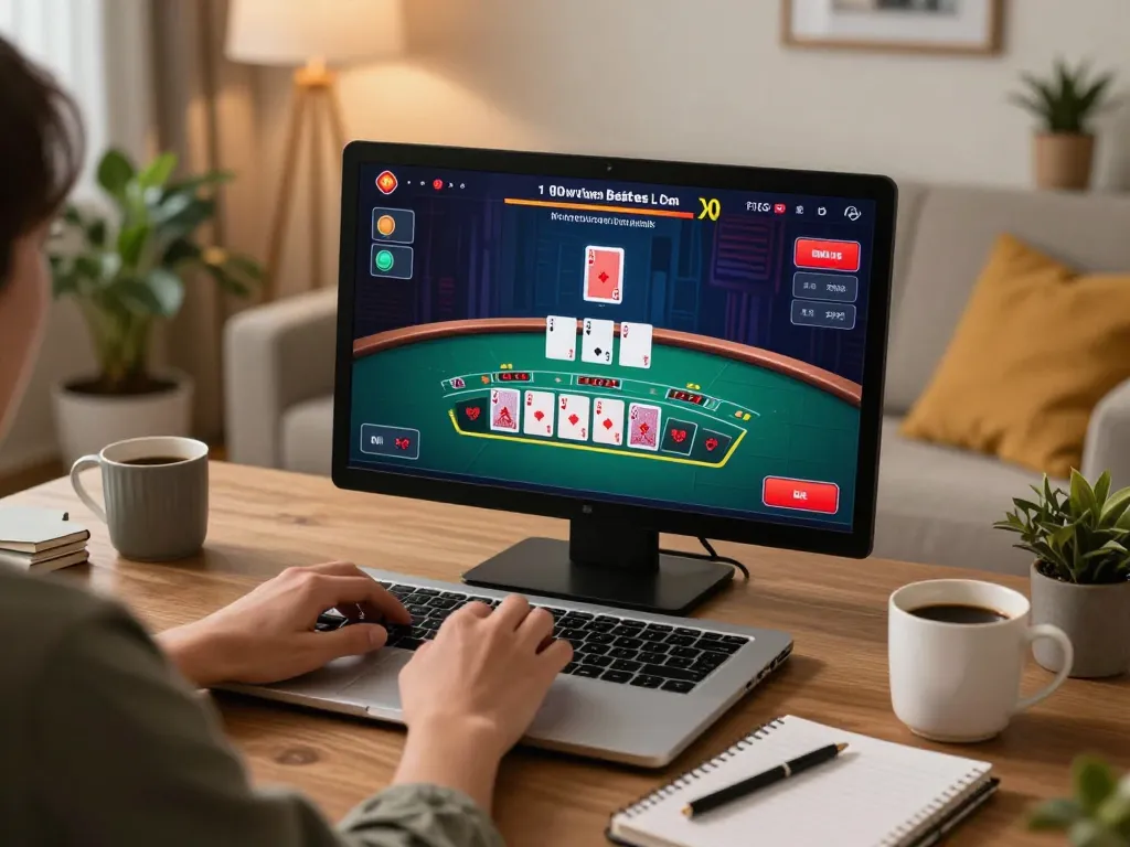 Player engaging in live dealer game at fabet with detailed strategy notes and cozy ambiance