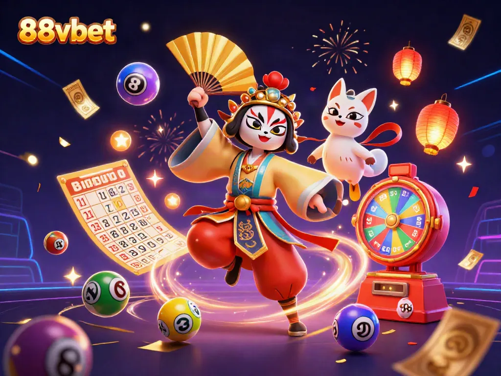 Experience thrilling gameplay with 88vbet's vibrant 3D illustration showcasing dynamic casino game elements.