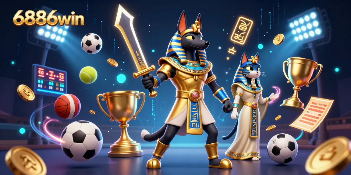 Experience thrilling gambling excitement with 6886win featuring dynamic sports elements in a vibrant 3D scene.