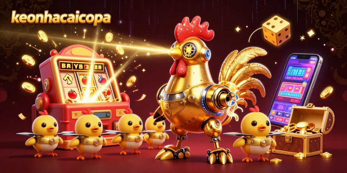 Engage with keonhacaicopa's vibrant casino games featuring a colorful illustrated scene with dynamic characters.