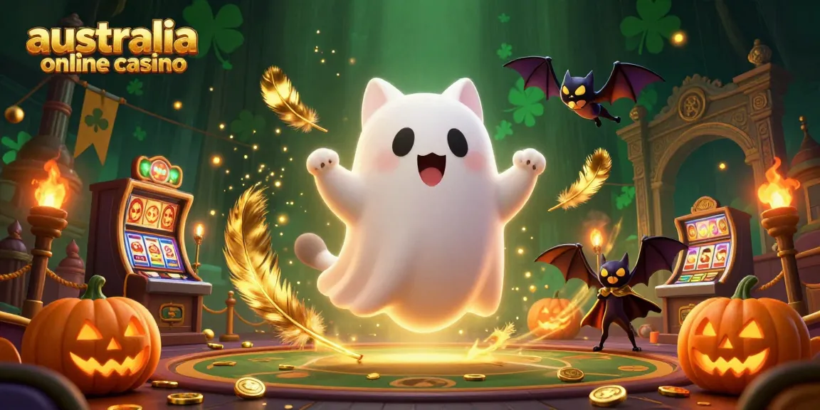 Join the fun at this australia online casino with a ghost cat, vampire bat, and glowing poker pumpkins.