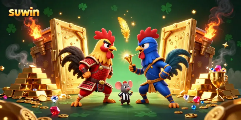 Experience thrilling standoffs in suwin's vibrant casino world with dynamic 3D roosters.