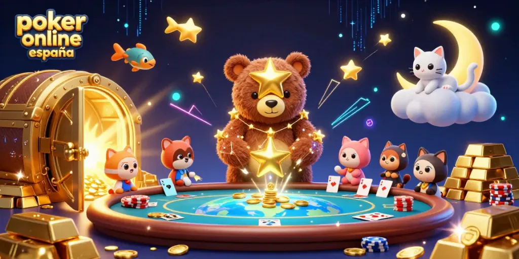 Juega poker online españa mientras disfrutas de una escena mágica con personajes y elementos de casino.