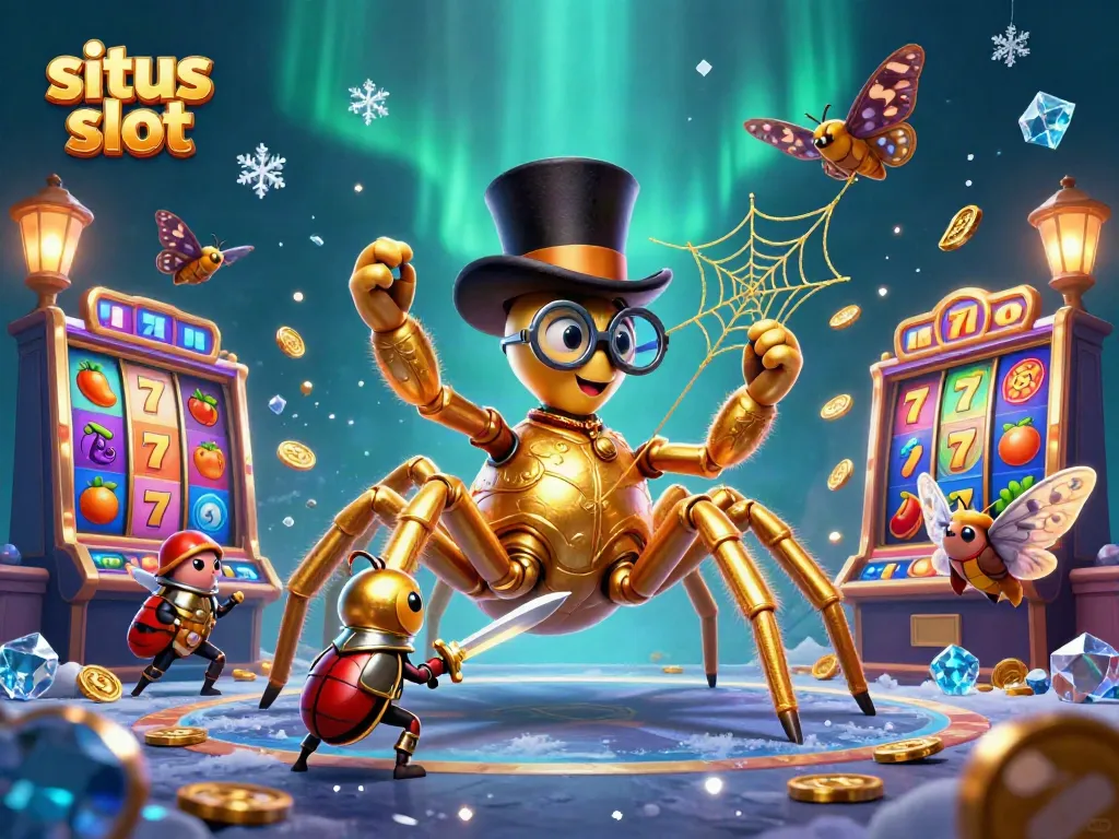 Engage in exciting gameplay at situs slot with a vibrant casino scene featuring characters and dynamic game elements.