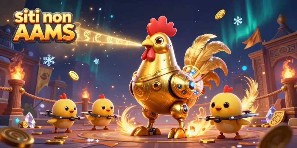 Scopri siti non AAMS per scommesse sicure con un robot gallo e droni giovanili in un arioso casinò
