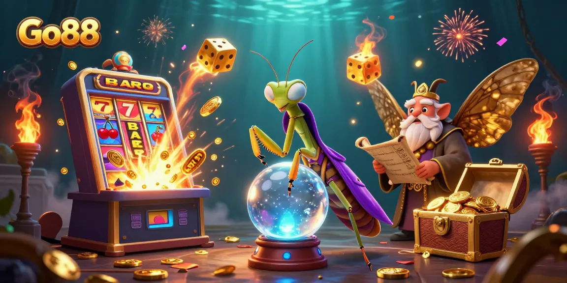 Spin and win at Go88 with a vibrant 3D casino scene full of games and treasures.