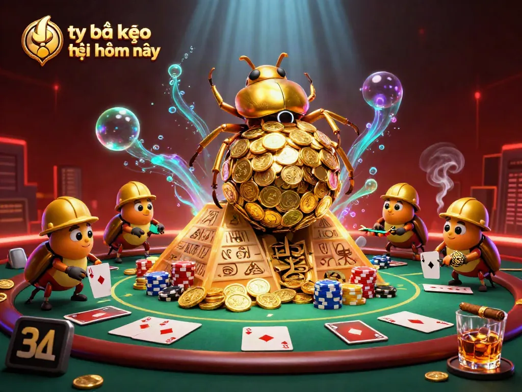 Bettors analyze tỷ lệ kèo nhà cái hôm nay amidst vibrant casino elements, seeking winning strategies.