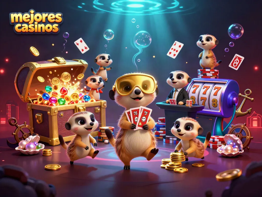 Los mejores casinos en un entorno lúdico con suricatas dirigiendo las apuestas y los juegos de azar.