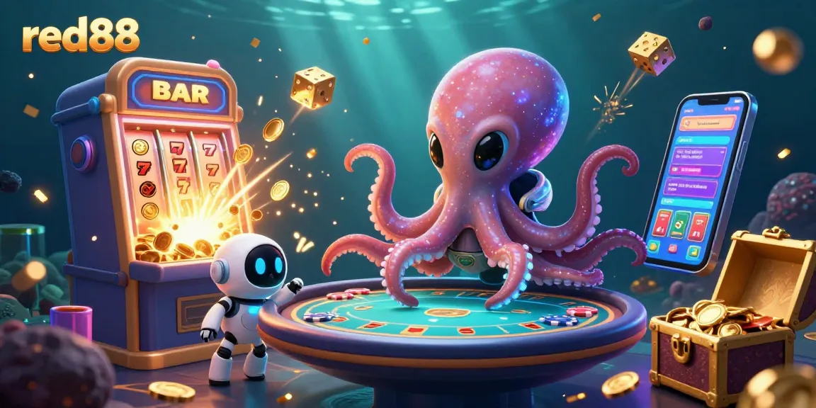 Experience thrilling gameplay at red88 with a vibrant alien octopus and jackpot excitement.
