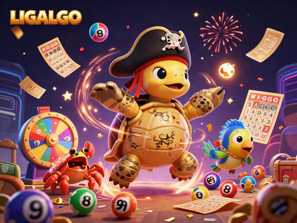 LIGALGO enhances the gaming experience with vibrant pirate-themed characters amidst a dynamic treasure scene.