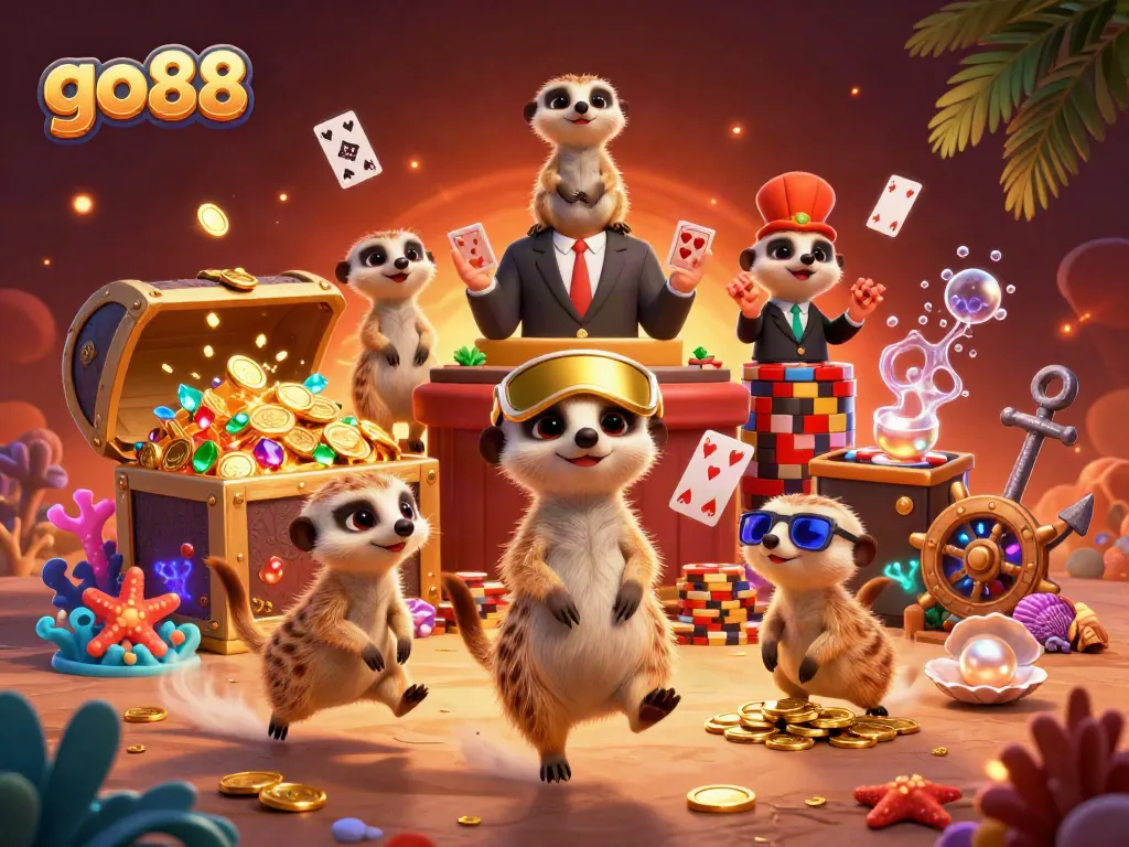 Experience thrilling gameplay with go88 as meerkats run a vibrant casino operation under the sea.