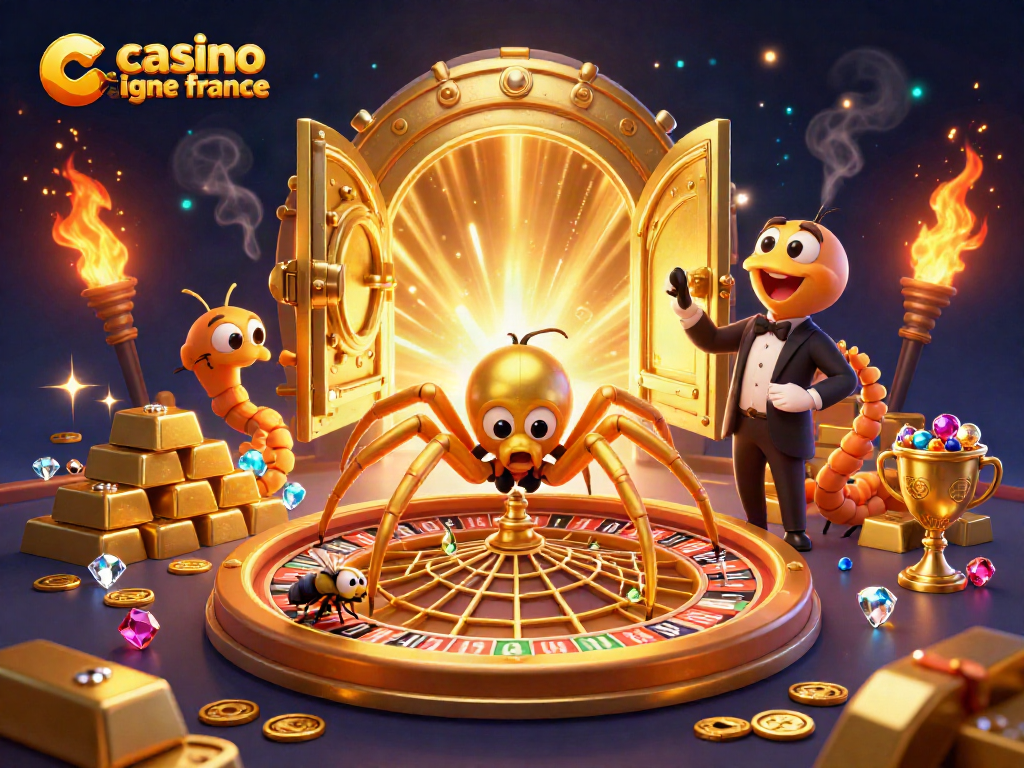 Placer des paris avec "casino en ligne france" dans cette illustration animée de casino.