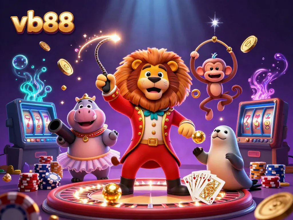 Experience the excitement of vb88 with a vibrant 3D casino illustration featuring captivating game elements and characters.
