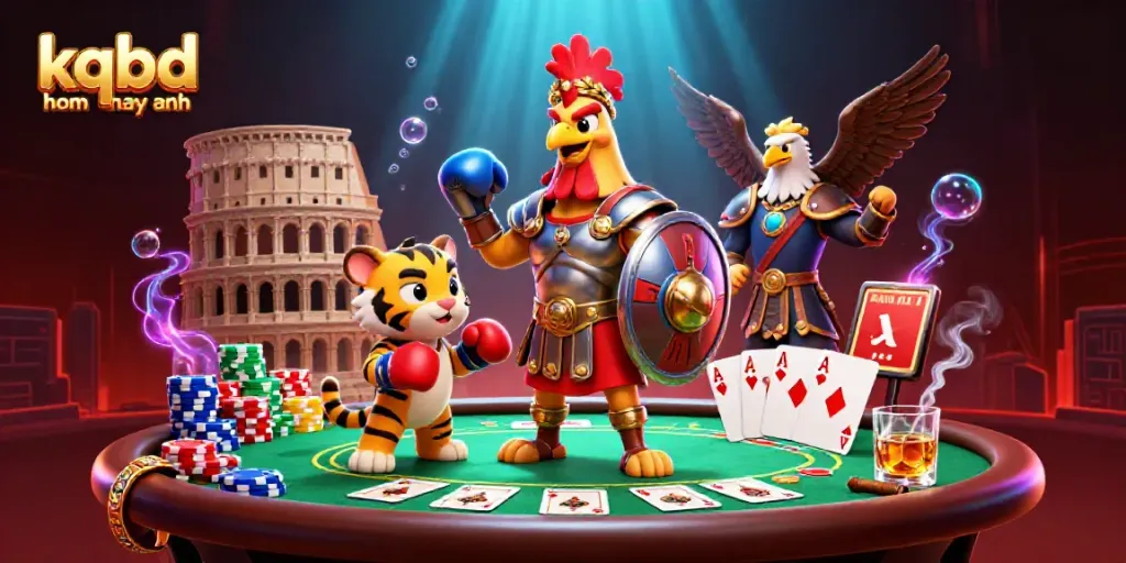 Experience thrilling gameplay at kqbd hom nay anh with an exhilarating poker scene featuring cartoon characters.