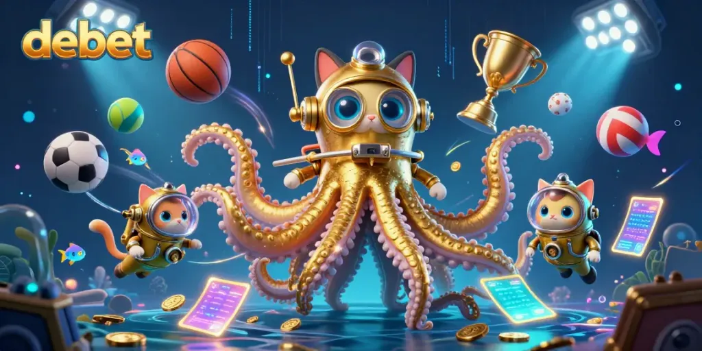 Experience thrilling gameplay with debet in a vibrant 3D animated casino scene featuring fantastic characters and elements.