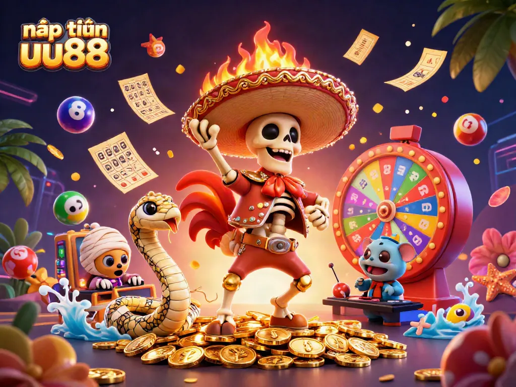 Win big playing at nạp tiền uu88 with exciting cartoon characters and vibrant casino elements.