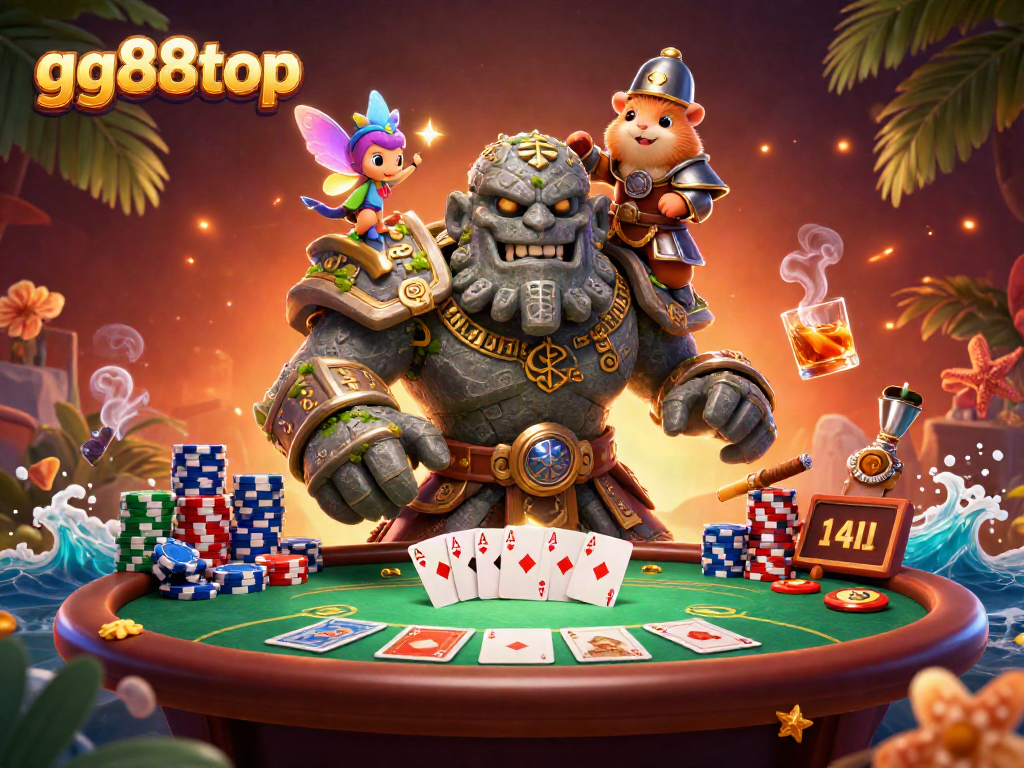 Engage with gg88top's vibrant casino scene featuring magical characters and exciting poker action.