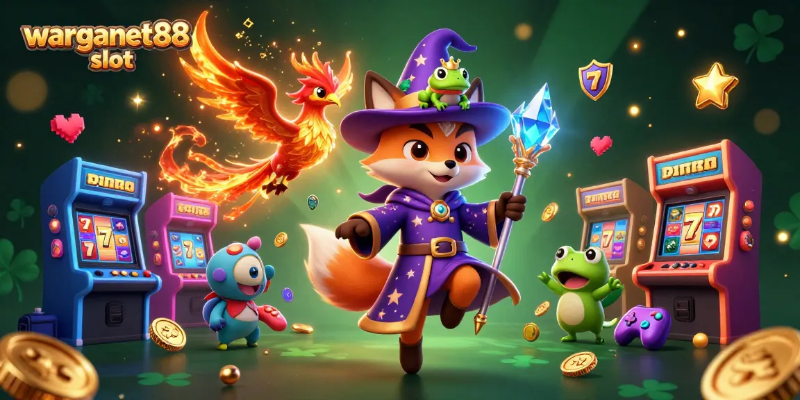 Experience warganet88 slot magic with a mystical wizard, phoenix, and vibrant casino elements!