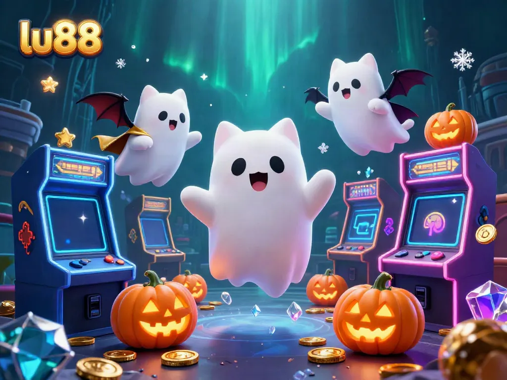 Experience thrilling gameplay at lu88 with vibrant characters in a haunted casino atmosphere