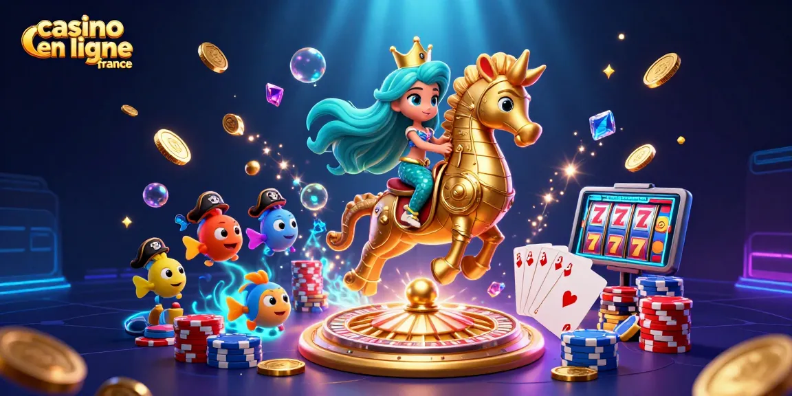 Actionner la chance avec casino en ligne France, illustre une scène de casino sous-marine dynamique et colorée.