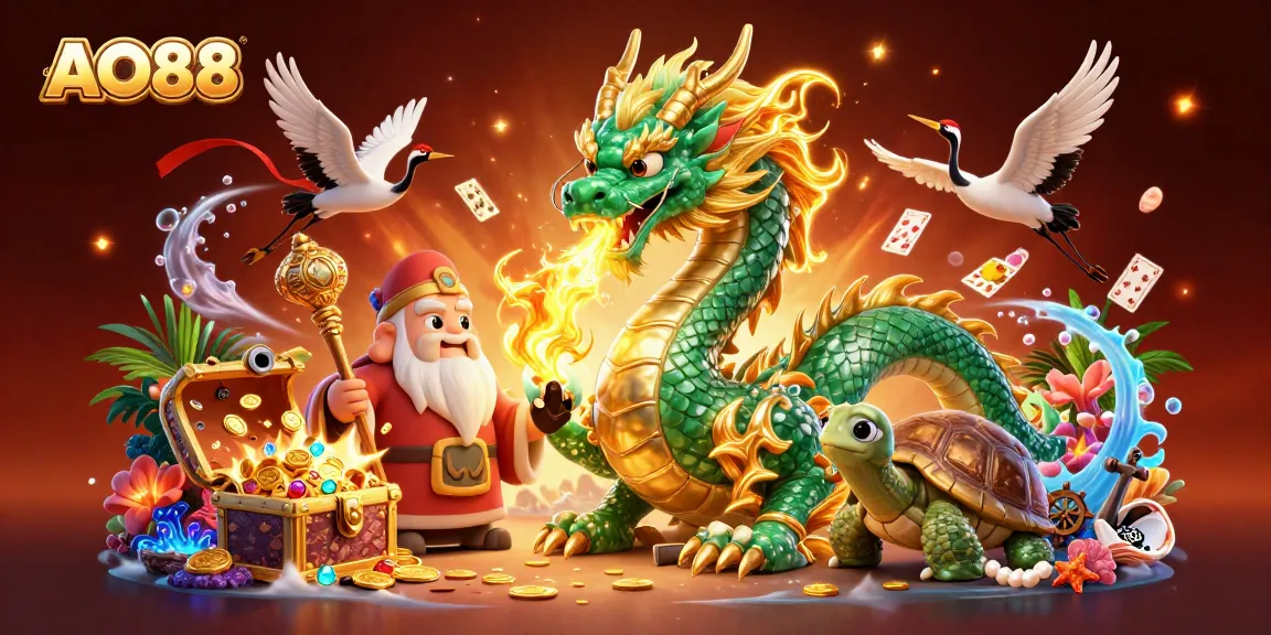 Engage with AO88's vibrant casino experience featuring mystical elements, treasure, and gameplay.