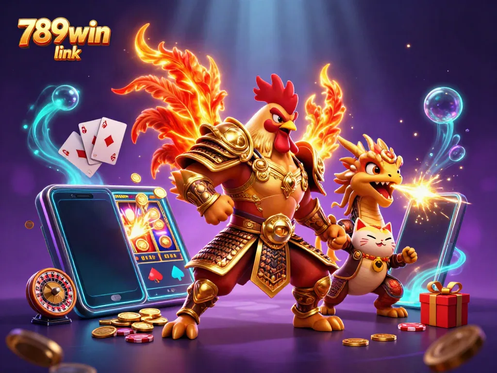Experience the excitement of winning with the 789win link in this vibrant 3D casino illustration.