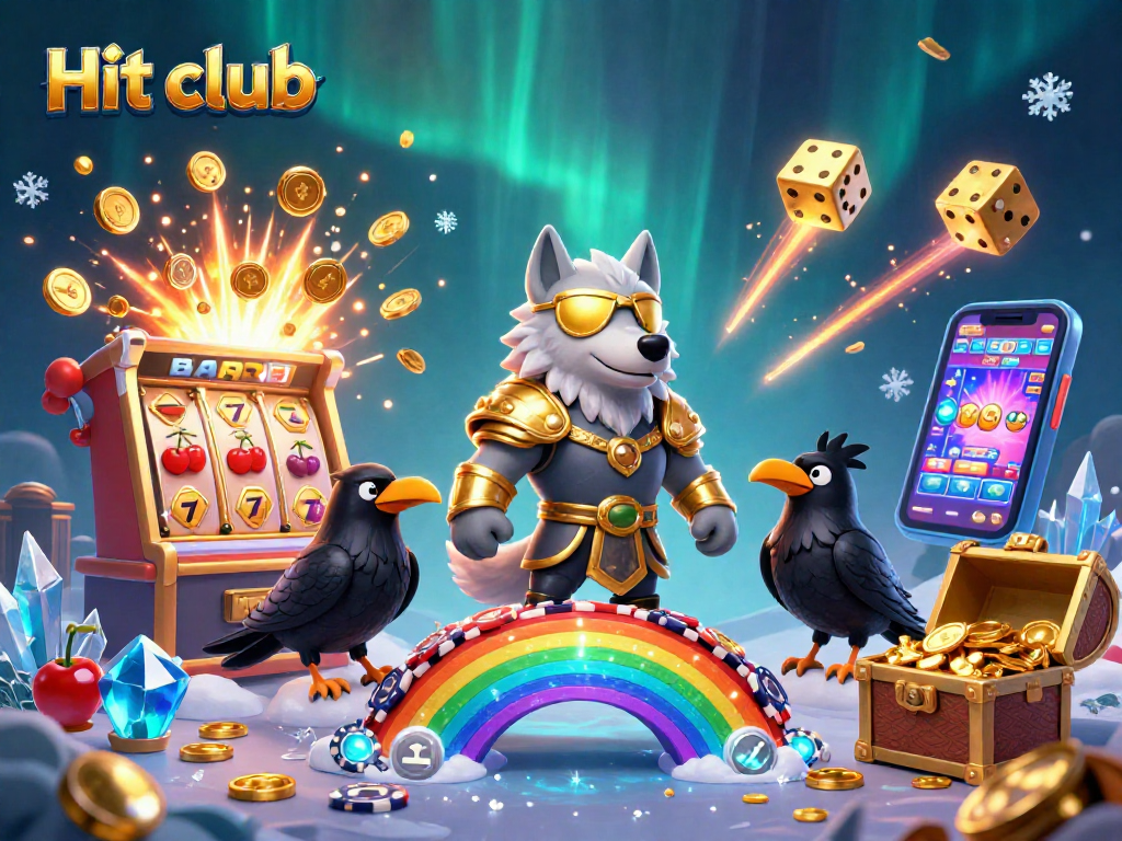 Experience the excitement at Hit club with a Norse-inspired casino adventure illustration.