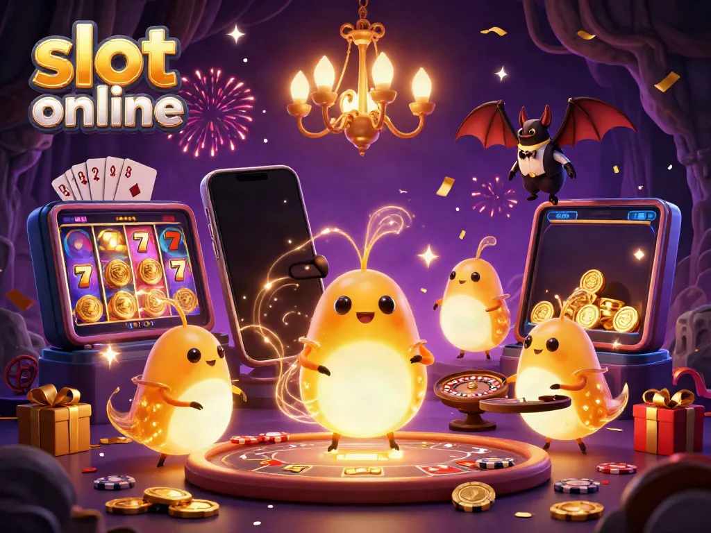 Experience the thrill of slot online with lively glowworms in a vibrant cave casino.