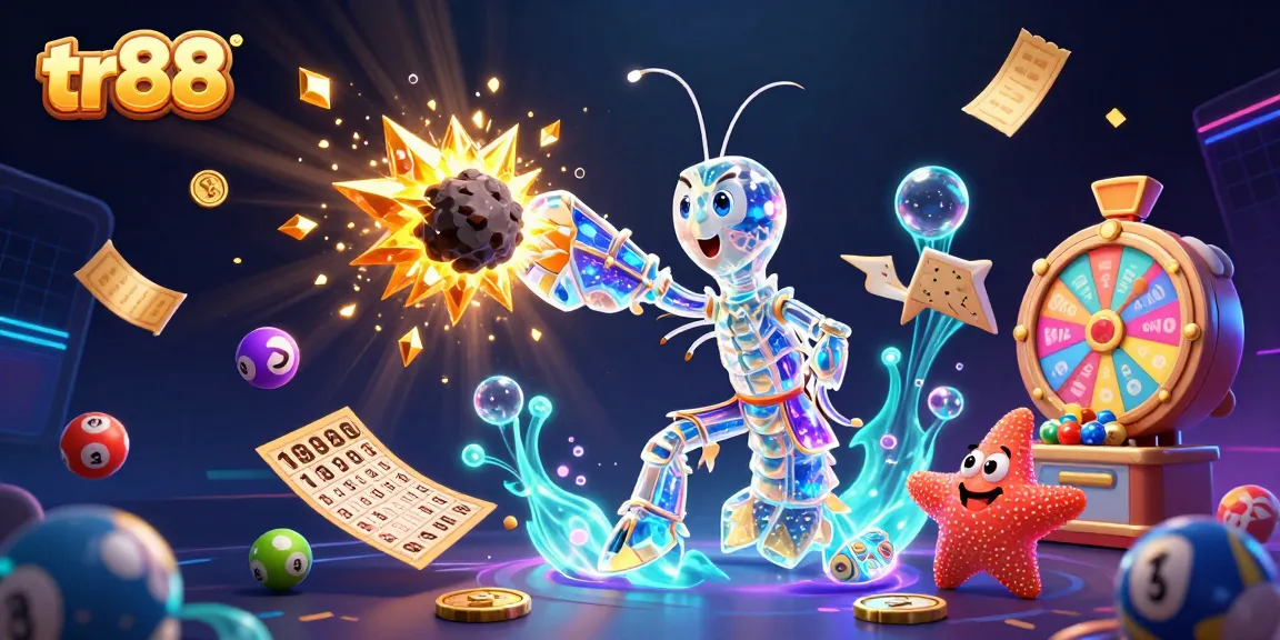 Engage with tr88 in this vivid 3D illustration showcasing vibrant casino elements and a galactic theme.