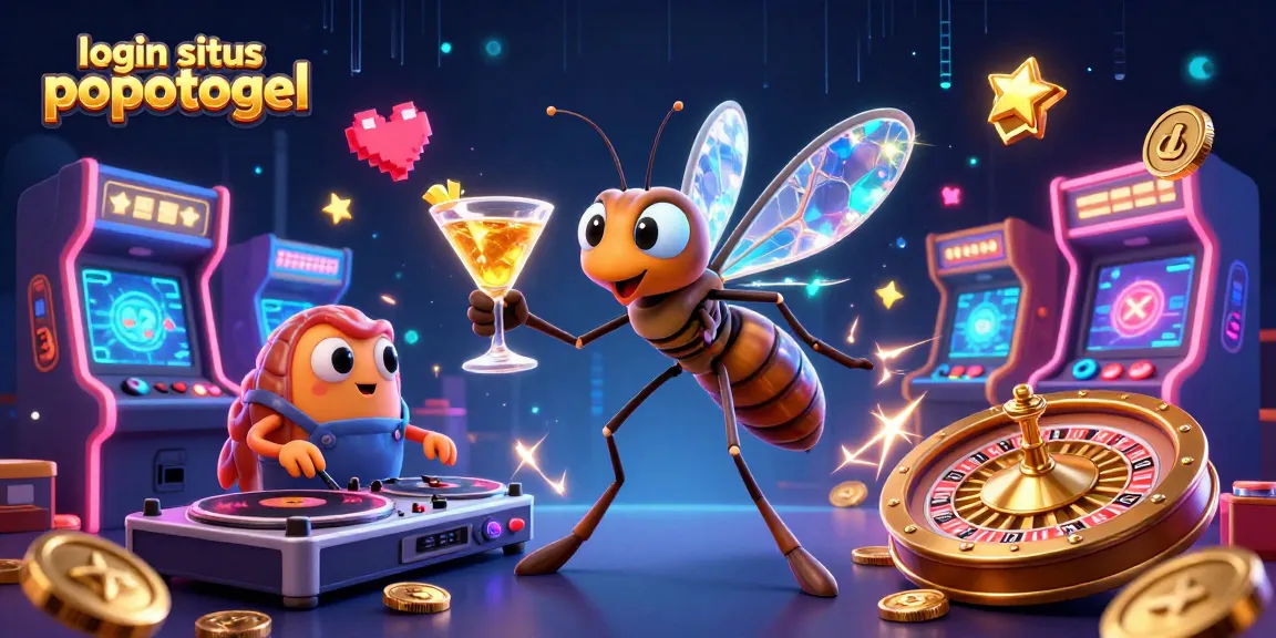 Bet on numbers at login situs popotogel illustrated with playful characters and vibrant gaming elements.