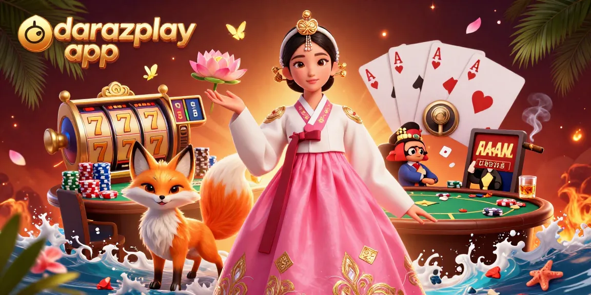 Engage with the darazplay app through a vibrant 3D casino scene blending elegance and excitement.